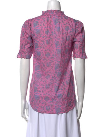 Apiece Apart Paisley Print Mock Neck Button-Up Top