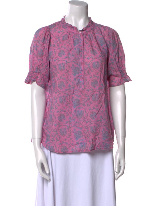 Apiece Apart Paisley Print Mock Neck Button-Up Top
