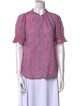 Apiece Apart Paisley Print Mock Neck Button-Up Top
