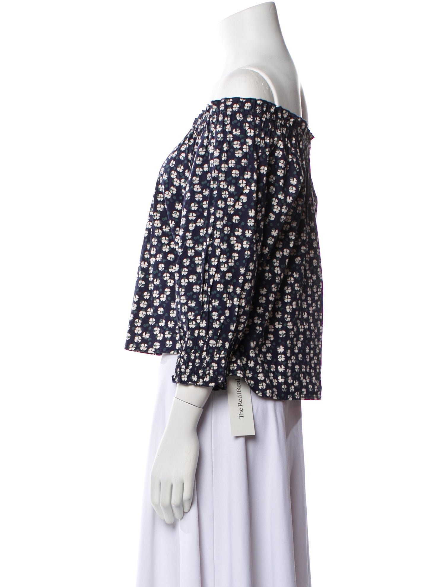 Apiece Apart Floral Print Off-The-Shoulder Crop Top