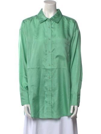 Apiece Apart Silk Long Sleeve Button-Up Top