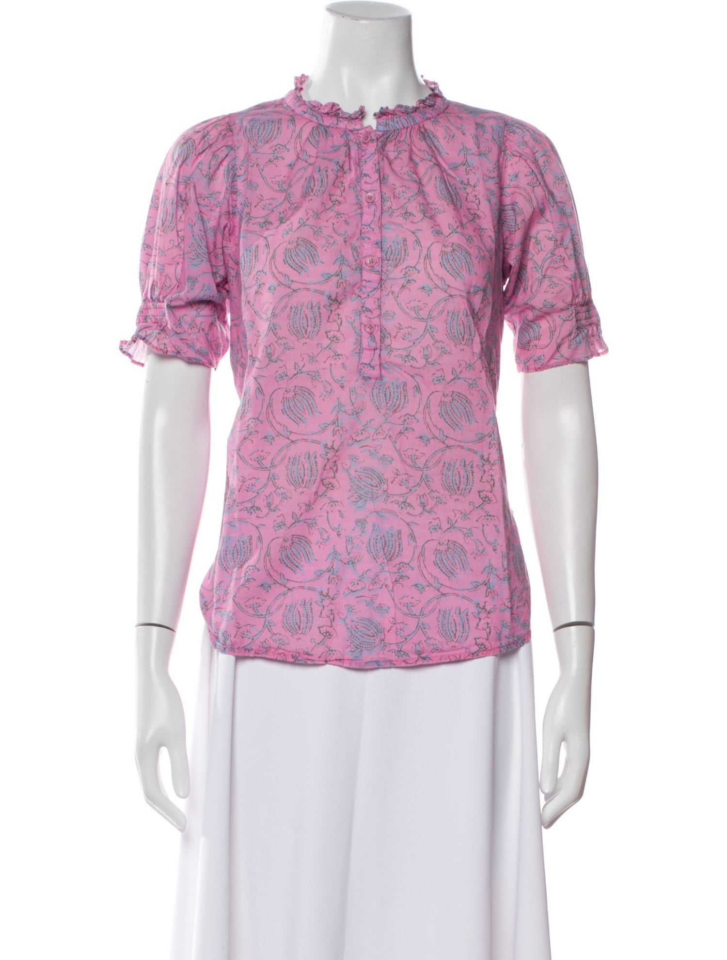 Apiece Apart Paisley Print Mock Neck Blouse