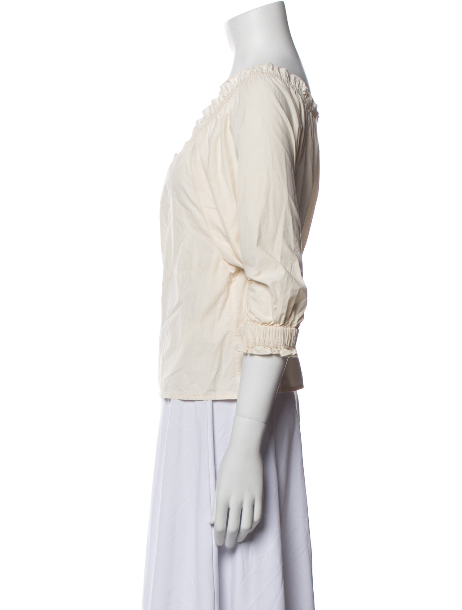 Apiece Apart Off-The-Shoulder Three-Quarter Sleeve Blouse