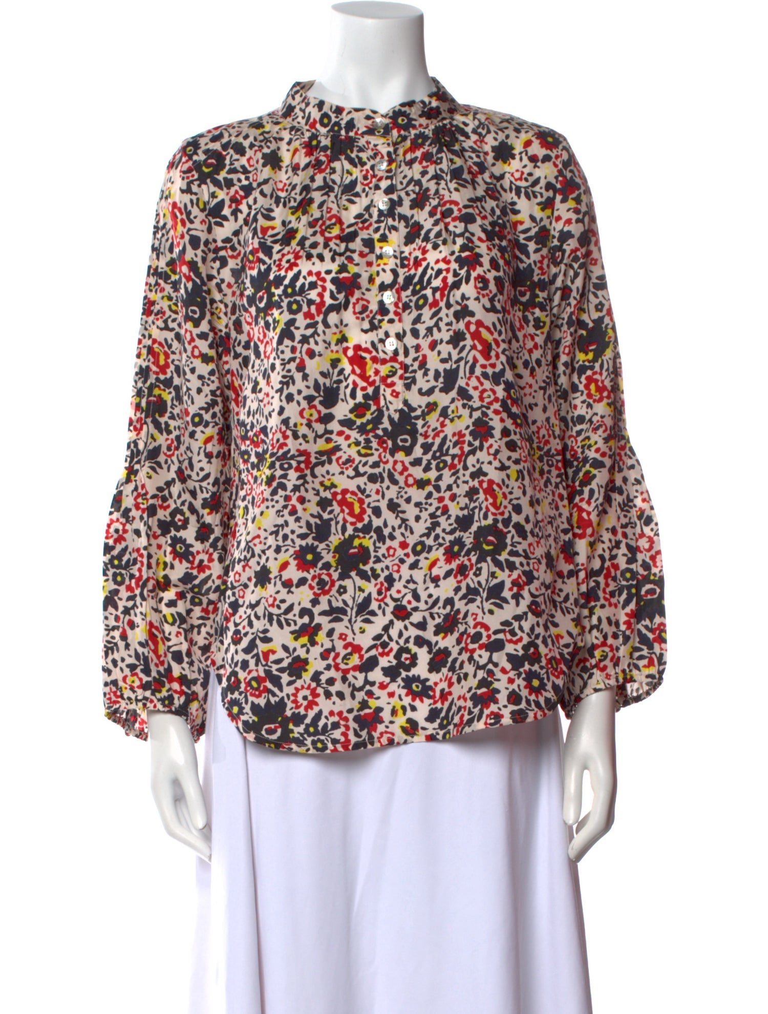 Apiece Apart Silk Floral Print Blouse