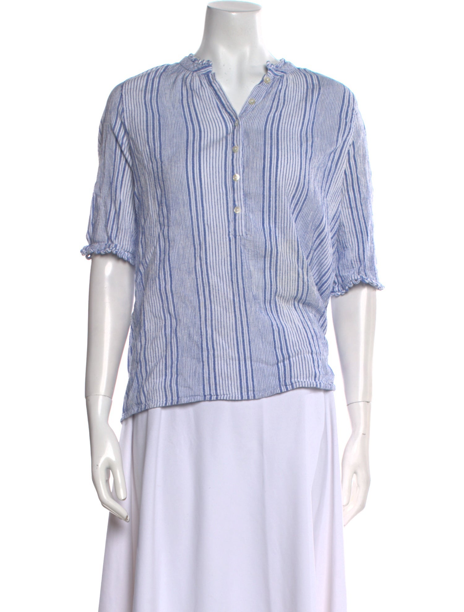 Apiece Apart Striped V-Neck Blouse