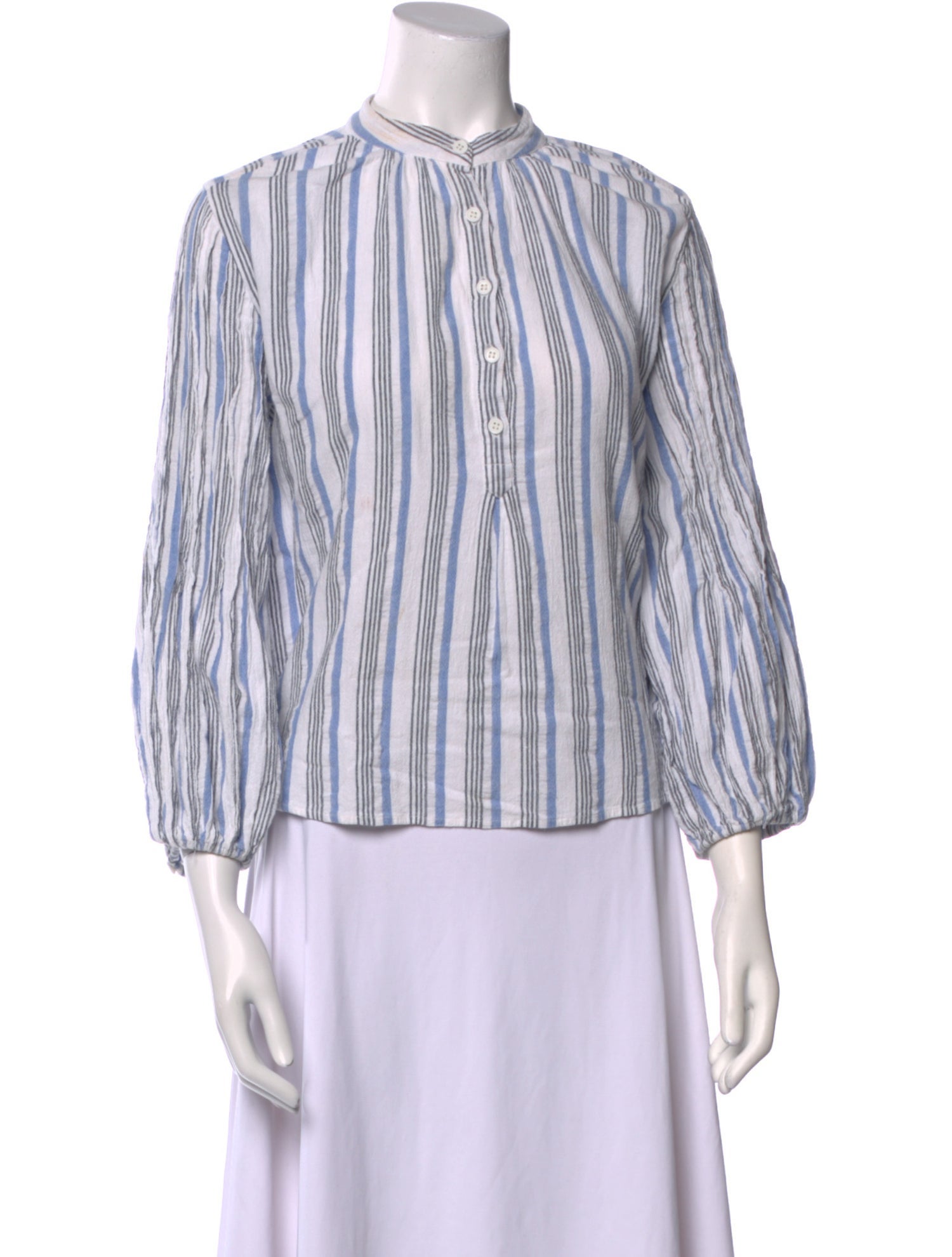 Apiece Apart Striped Mock Neck Blouse