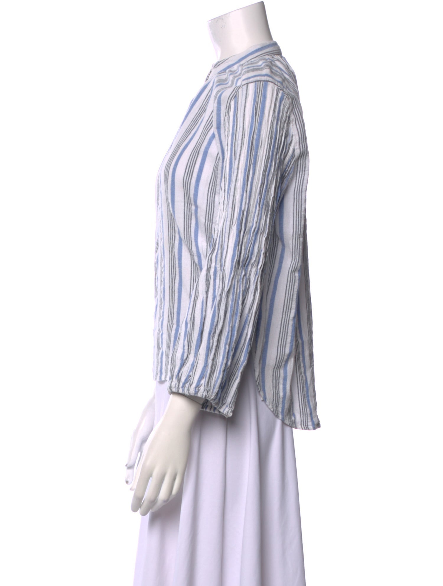 Apiece Apart Striped Mock Neck Blouse