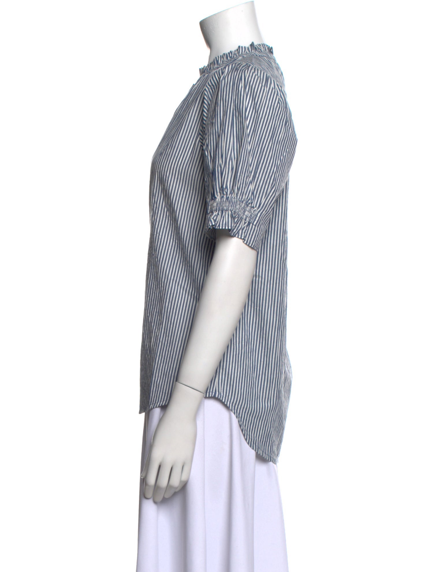 Apiece Apart Striped Crew Neck Button-Up Top