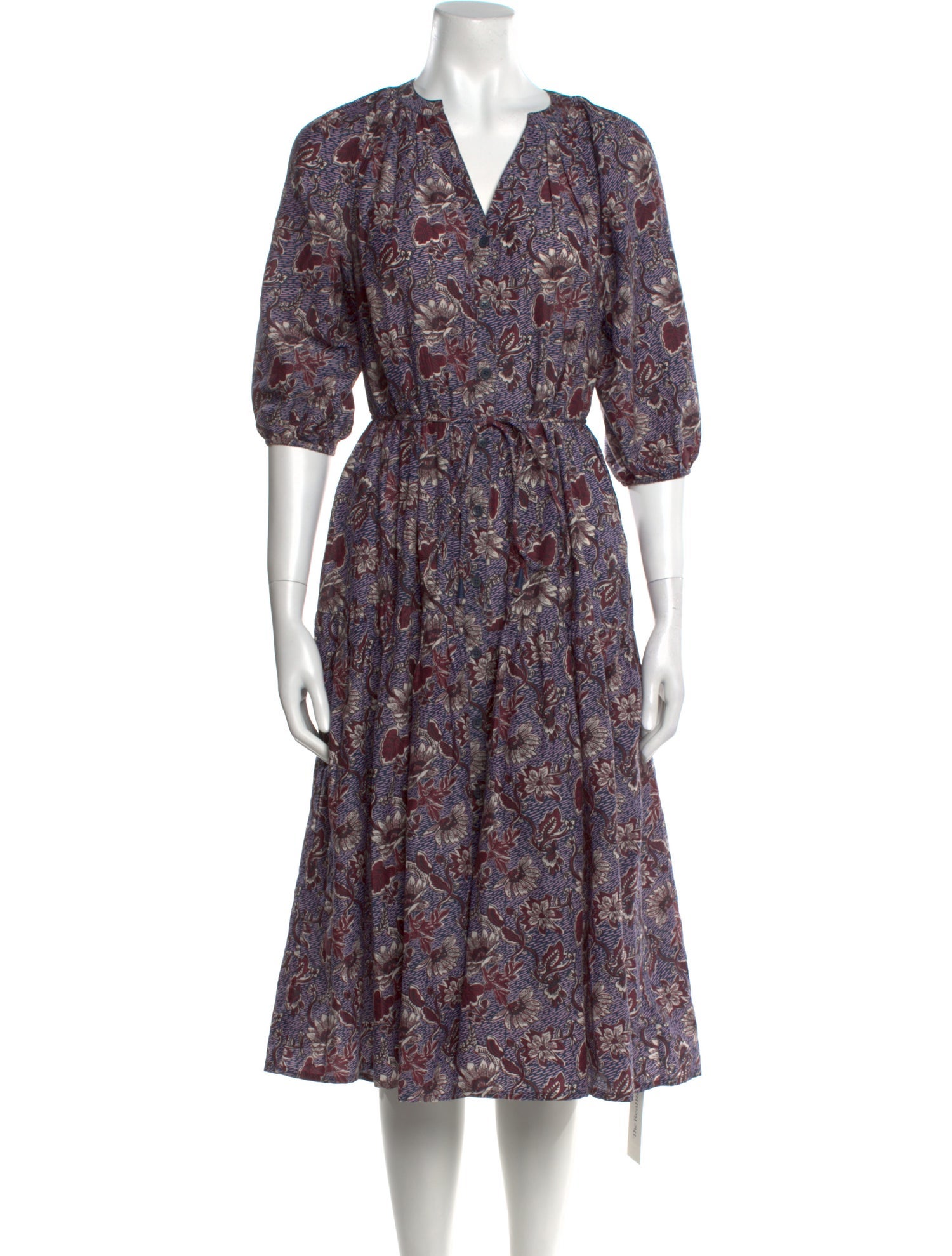 Apiece Apart Floral Print Midi Length Dress