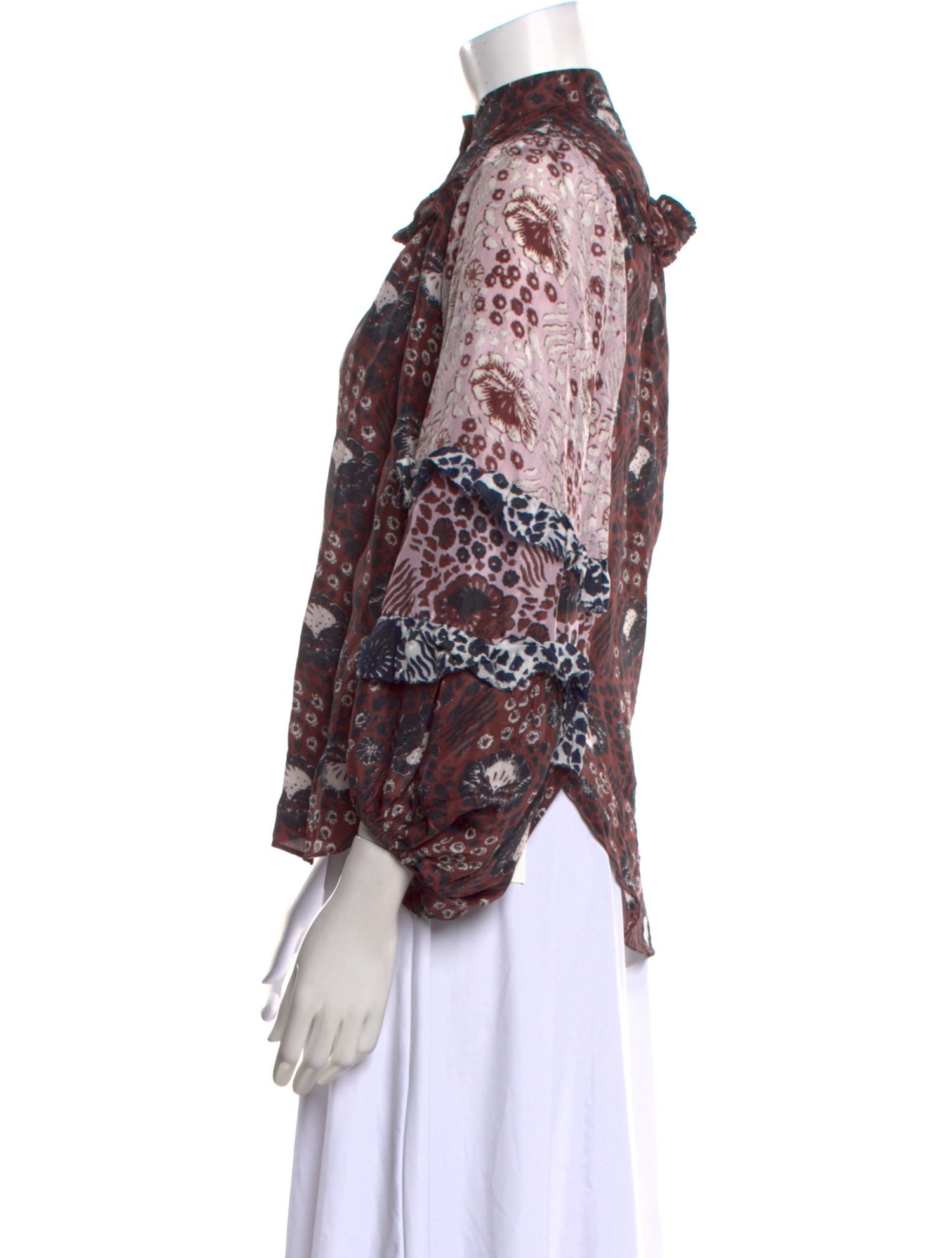 Apiece Apart Silk Floral Print Blouse