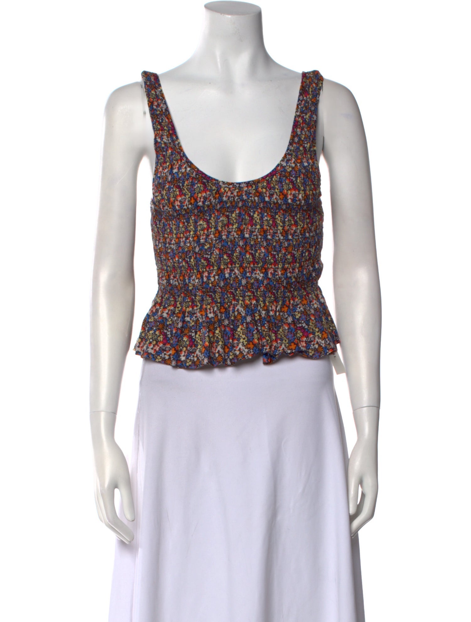 Apiece Apart Floral Print Scoop Neck Crop Top