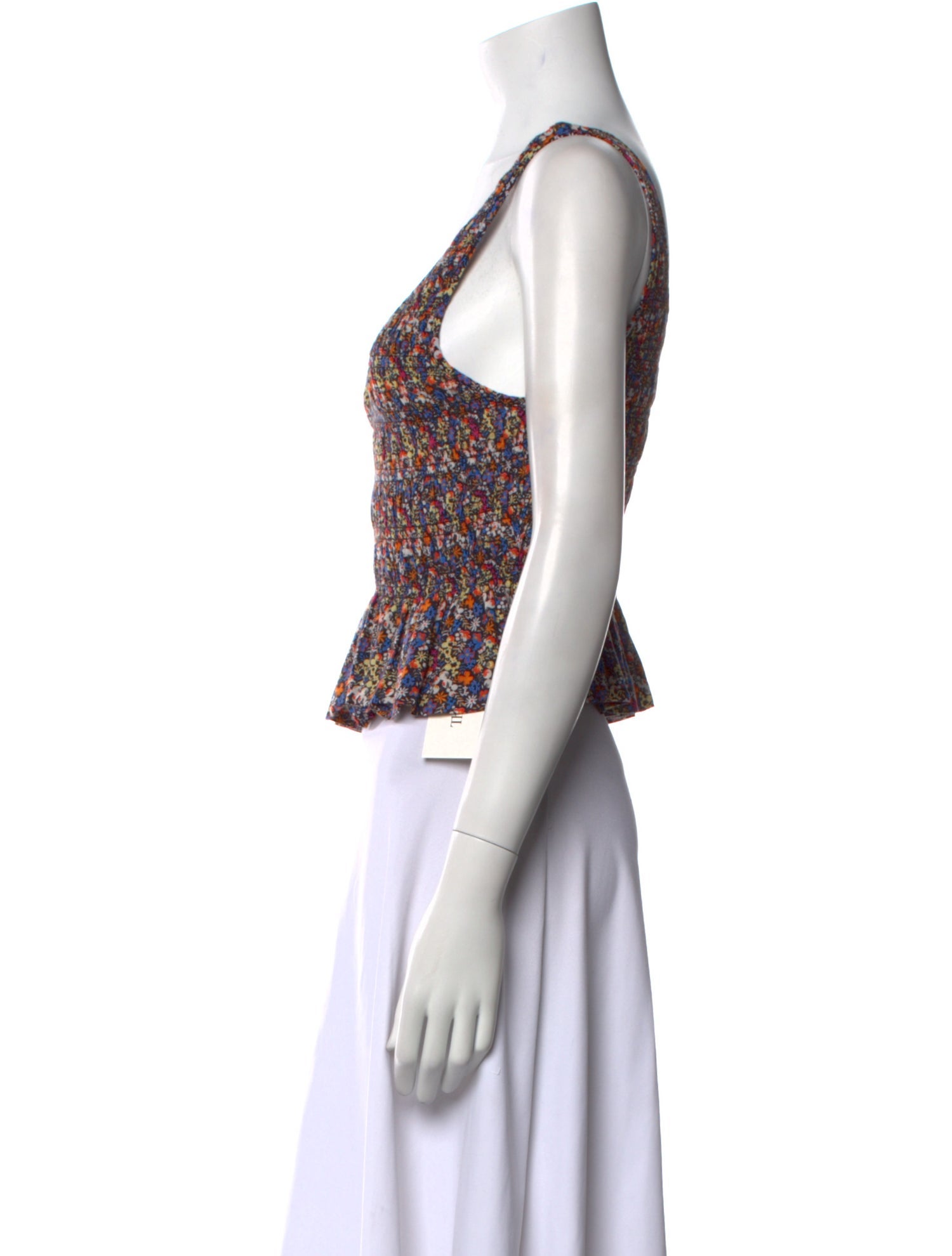 Apiece Apart Floral Print Scoop Neck Crop Top