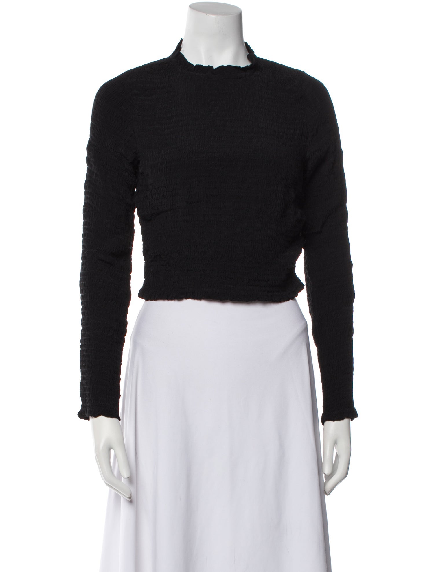 Apiece Apart Mock Neck Long Sleeve Crop Top