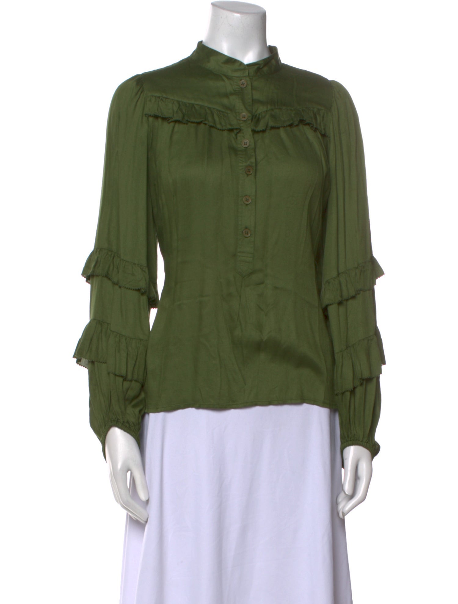 Apiece Apart Mock Neck Long Sleeve Blouse