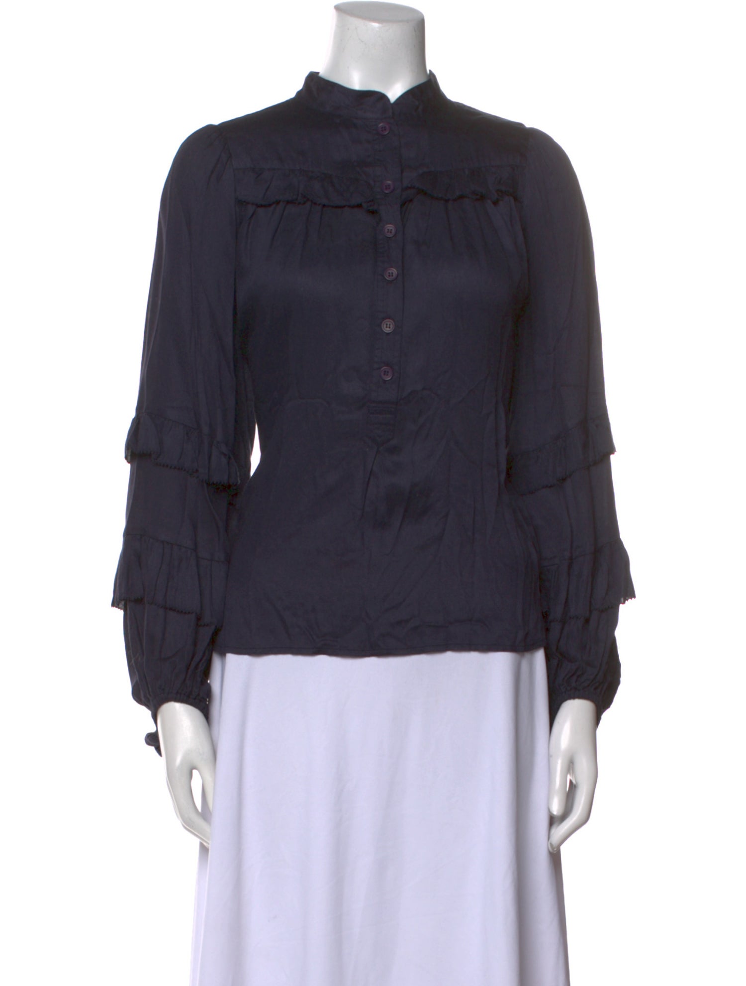 Apiece Apart Mock Neck Long Sleeve Blouse