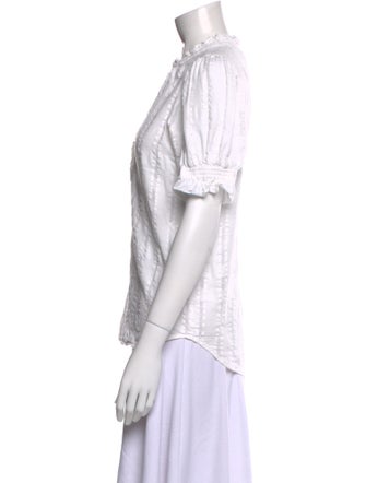 Apiece Apart Striped Mock Neck Button-Up Top