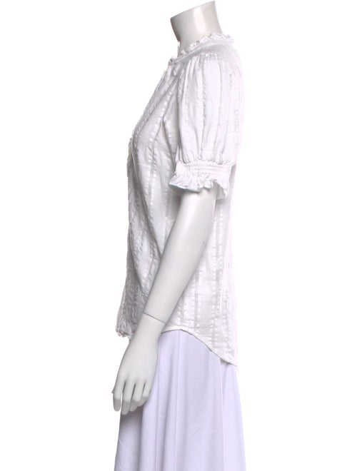 Apiece Apart Striped Mock Neck Button-Up Top