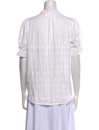 Apiece Apart Striped Mock Neck Button-Up Top