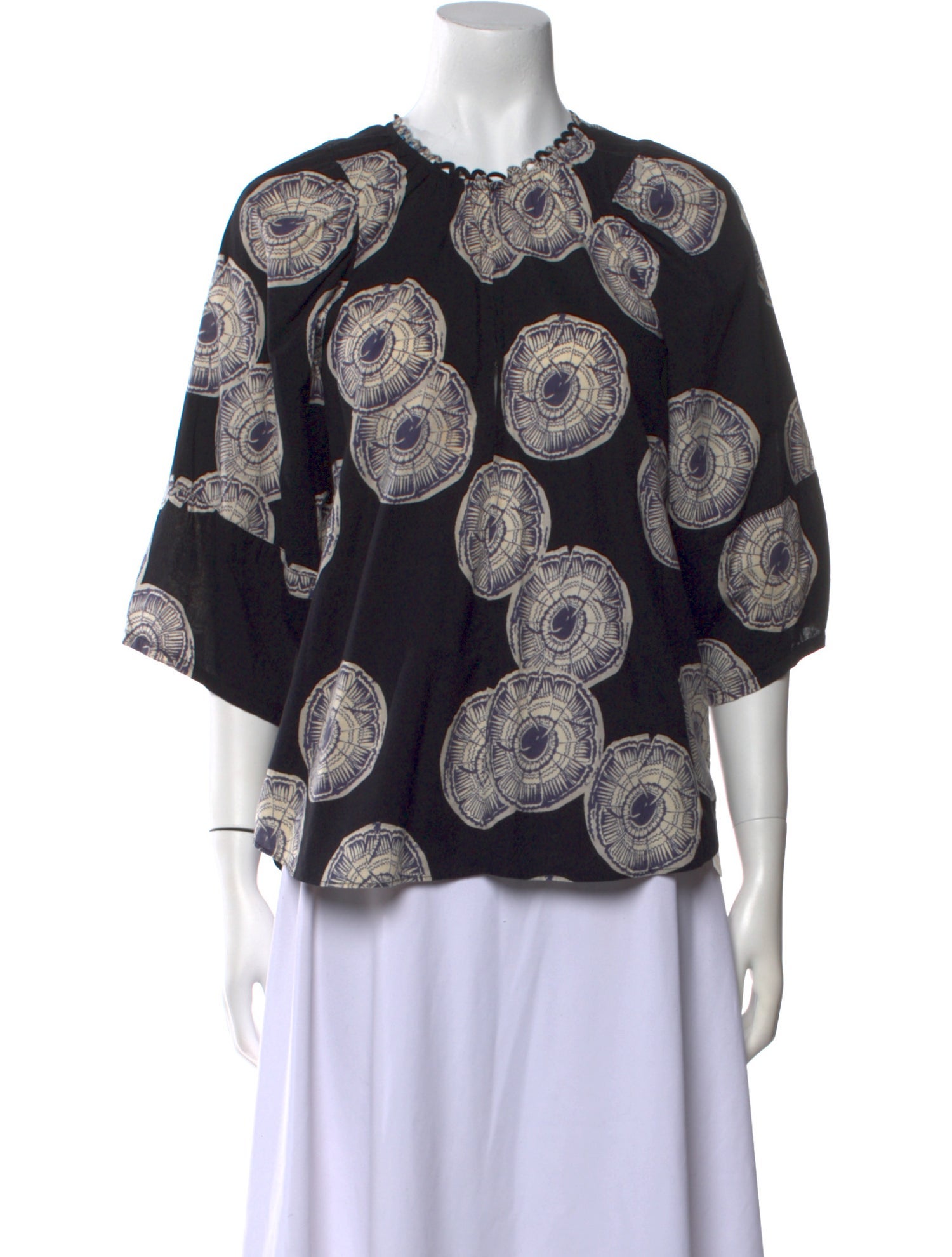 Apiece Apart Printed Crew Neck Blouse