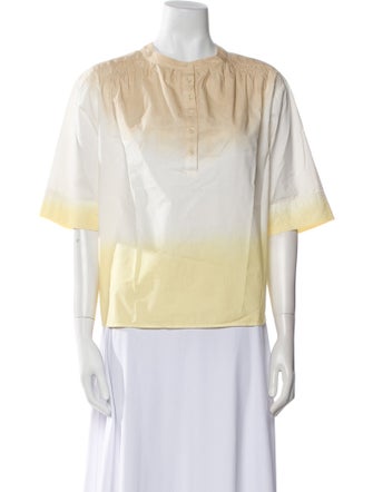 Apiece Apart Crew Neck Three-Quarter Sleeve Blouse