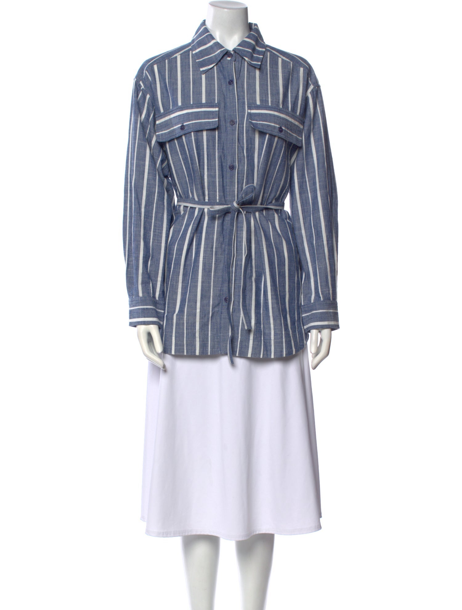 Apiece Apart Striped Long Sleeve Button-Up Top