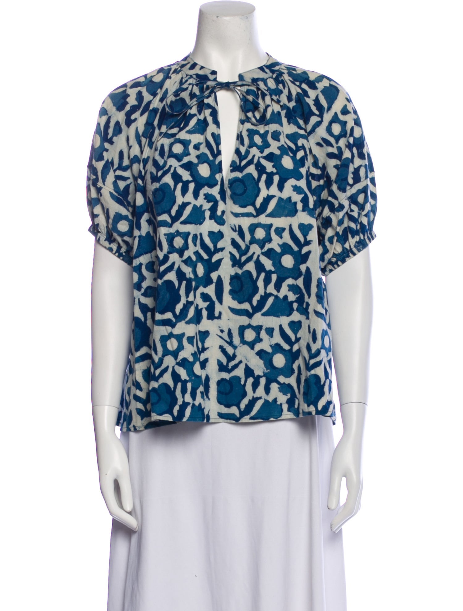 Apiece Apart Printed Tie Neck Blouse