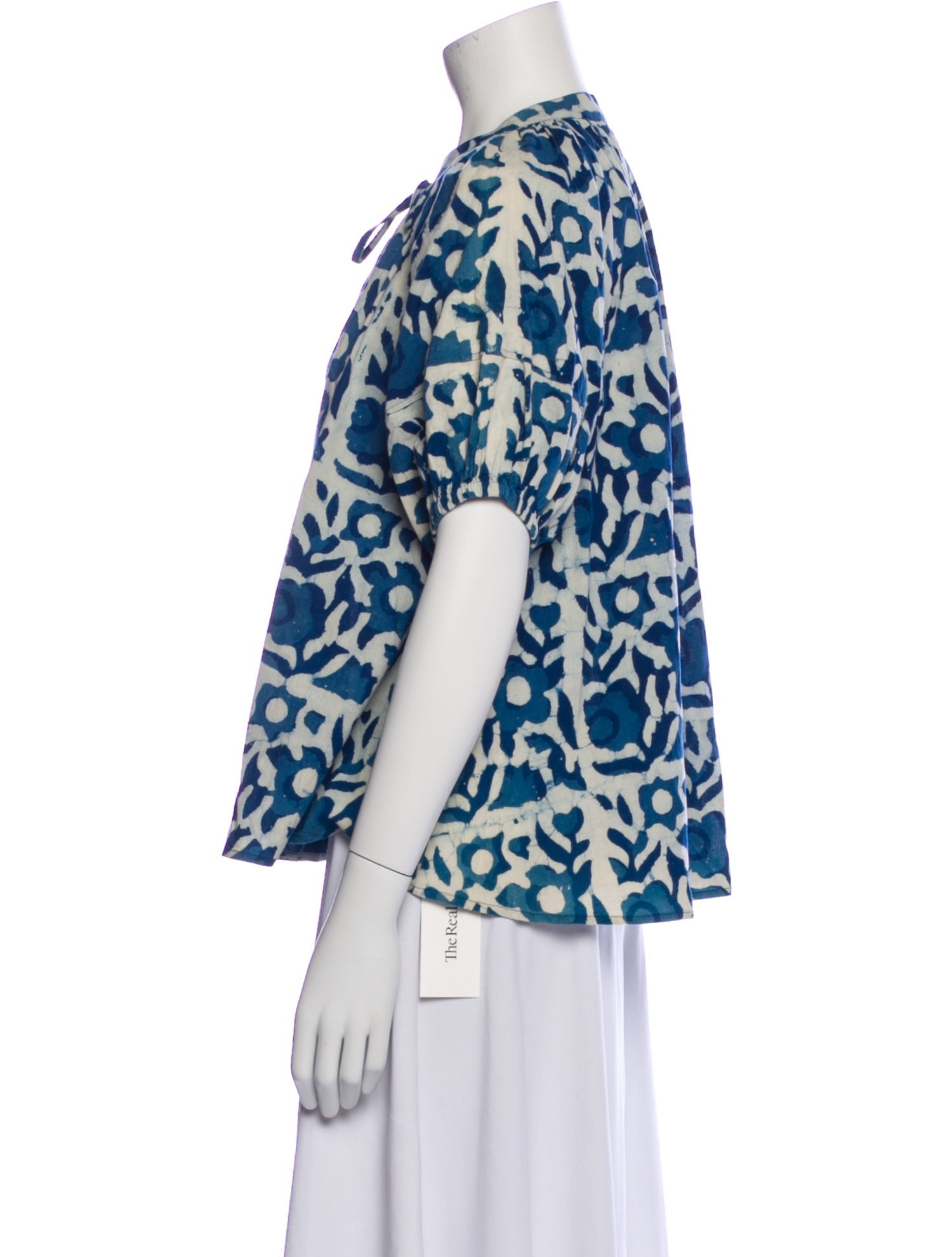 Apiece Apart Printed Tie Neck Blouse