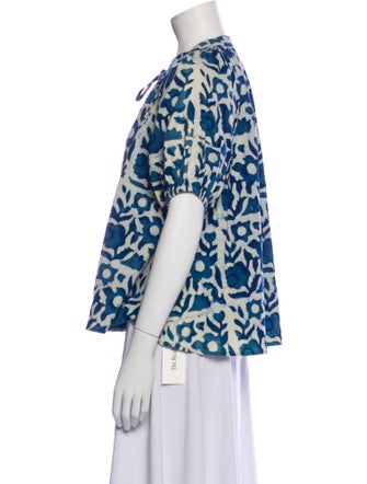 Apiece Apart Printed Tie Neck Blouse