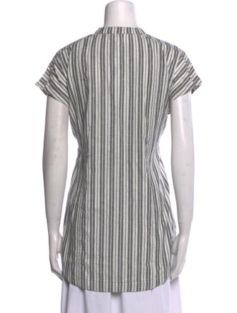 Apiece Apart Striped Mock Neck Button-Up Top