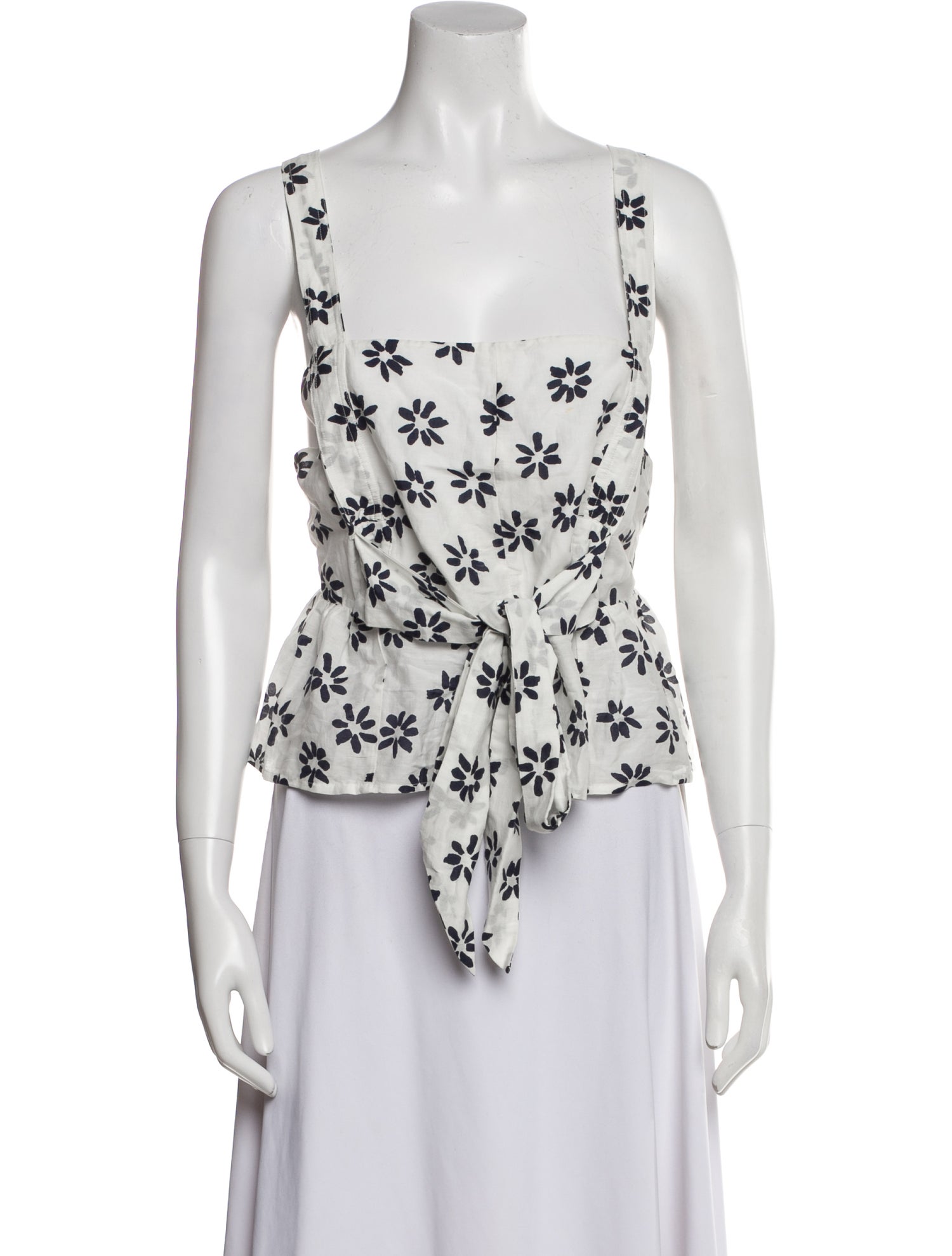 Apiece Apart Floral Print Square Neckline Top