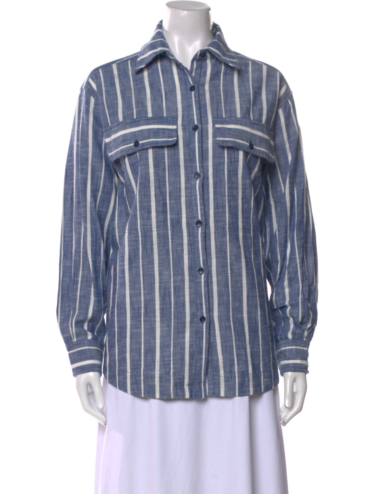 Apiece Apart Striped Long Sleeve Button-Up Top