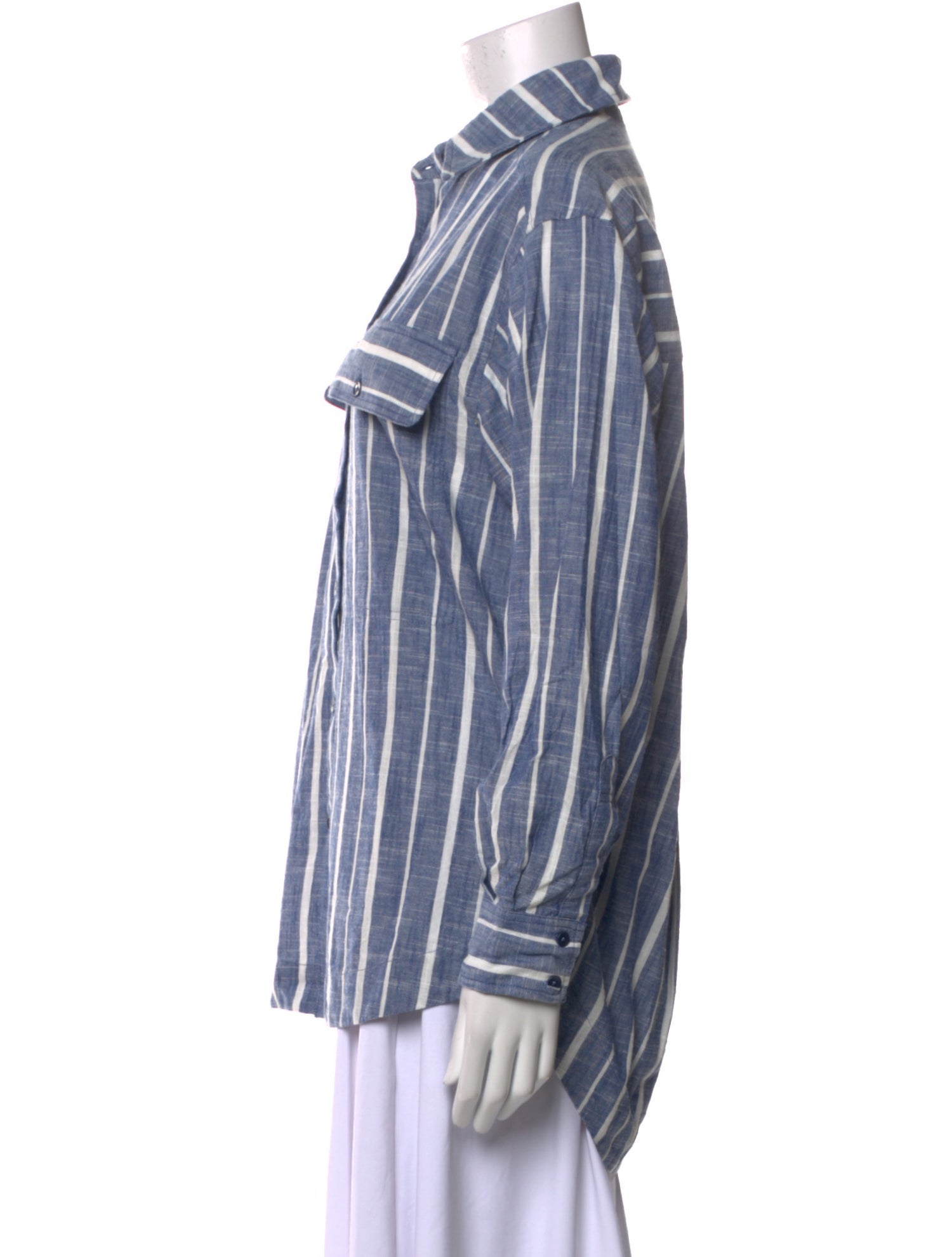 Apiece Apart Striped Long Sleeve Button-Up Top