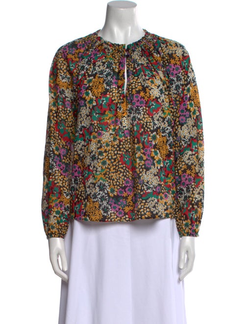 Apiece Apart Floral Print Crew Neck Blouse