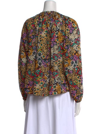 Apiece Apart Floral Print Crew Neck Blouse