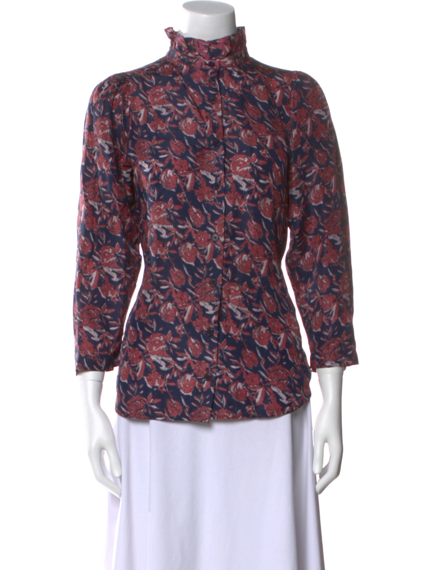 Apiece Apart Silk Floral Print Blouse