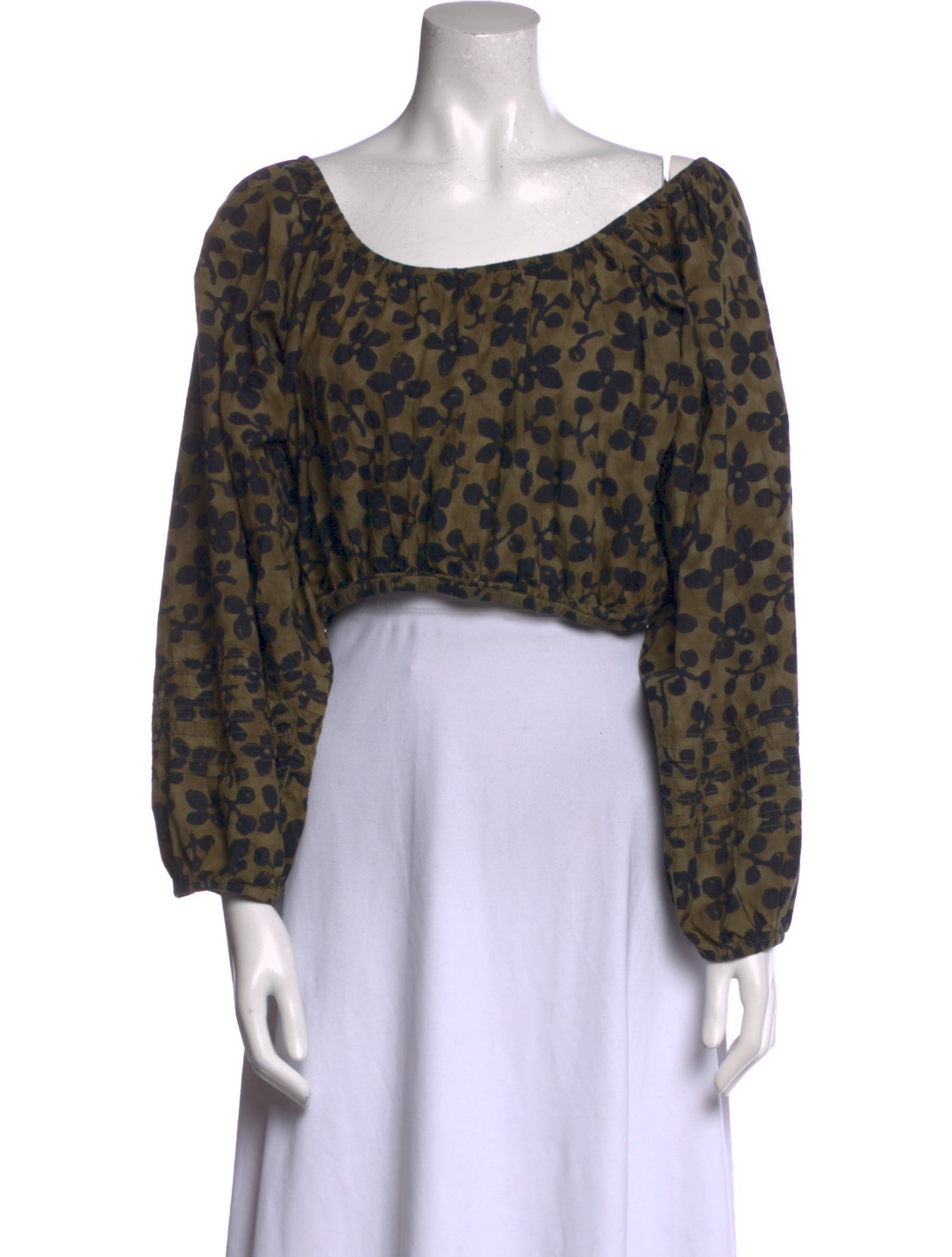Apiece Apart Animal Print Off-The-Shoulder Crop Top