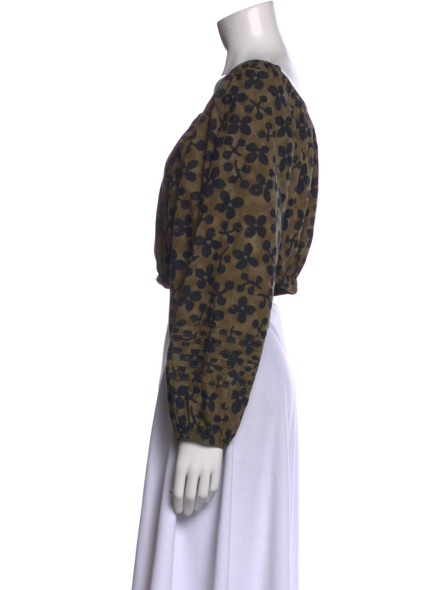 Apiece Apart Animal Print Off-The-Shoulder Crop Top