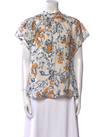Apiece Apart Printed Mock Neck Blouse