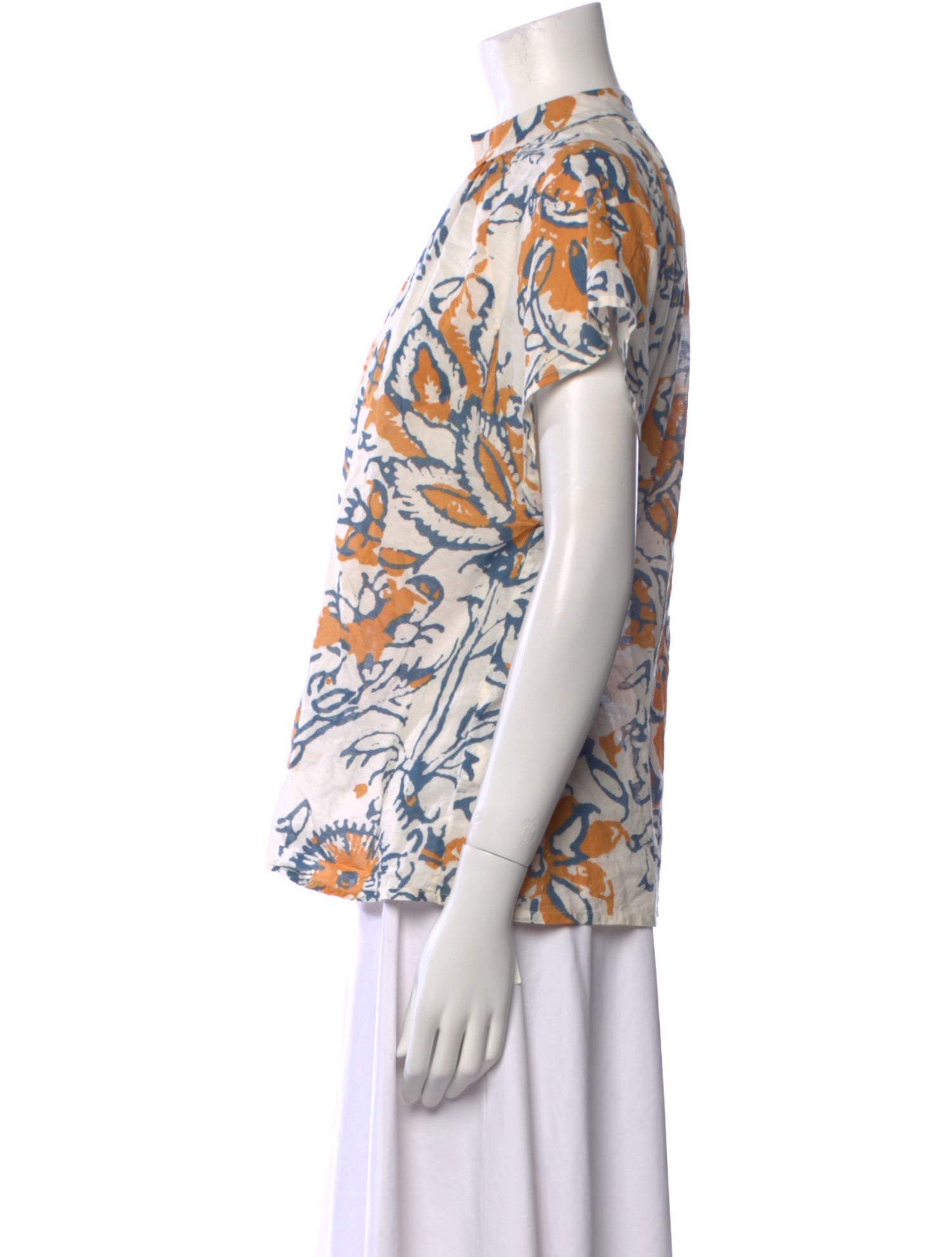 Apiece Apart Printed Mock Neck Blouse