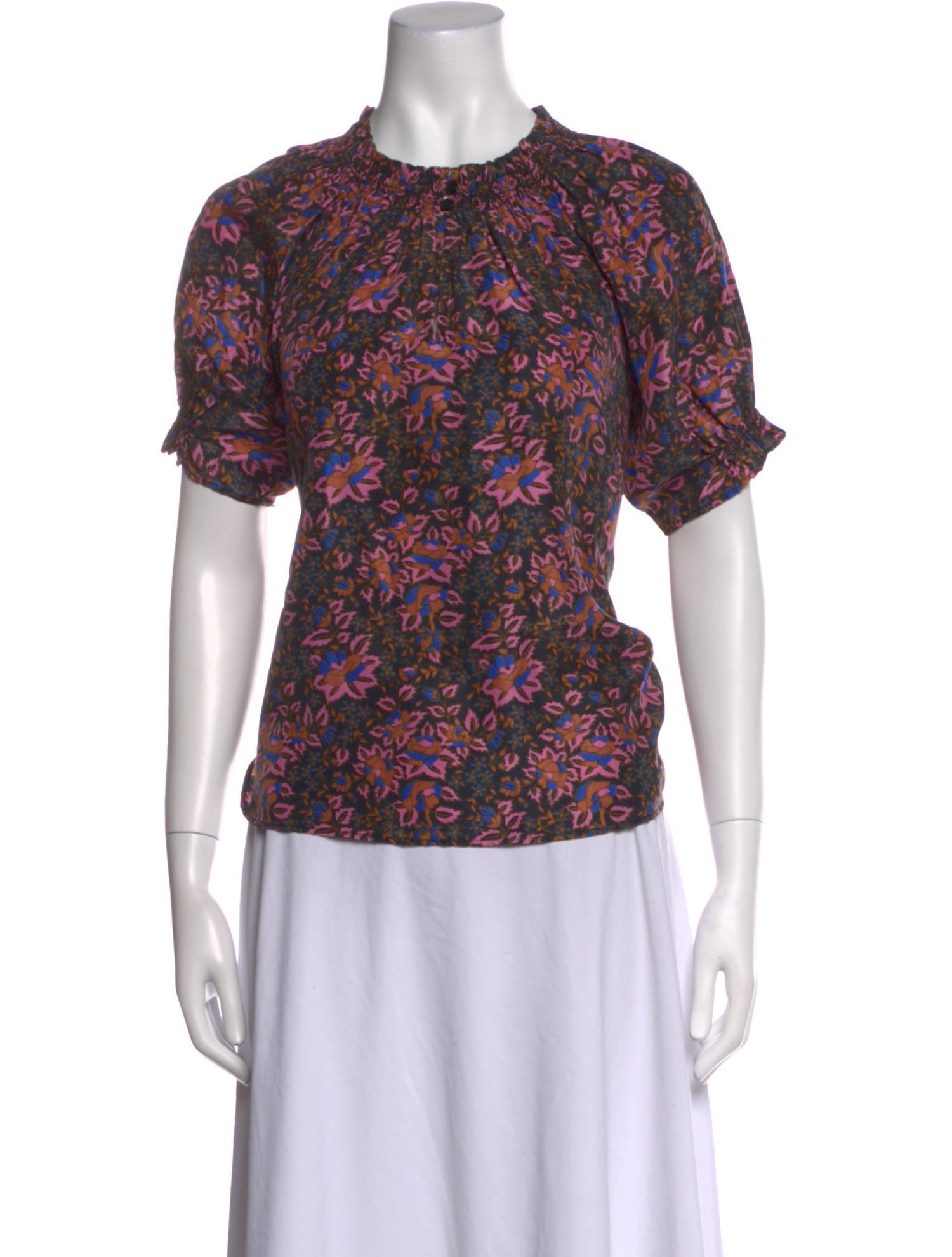 Apiece Apart Silk Floral Print Blouse