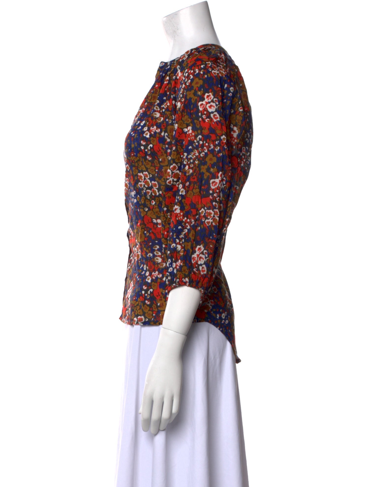 Apiece Apart Floral Print V-Neck Blouse