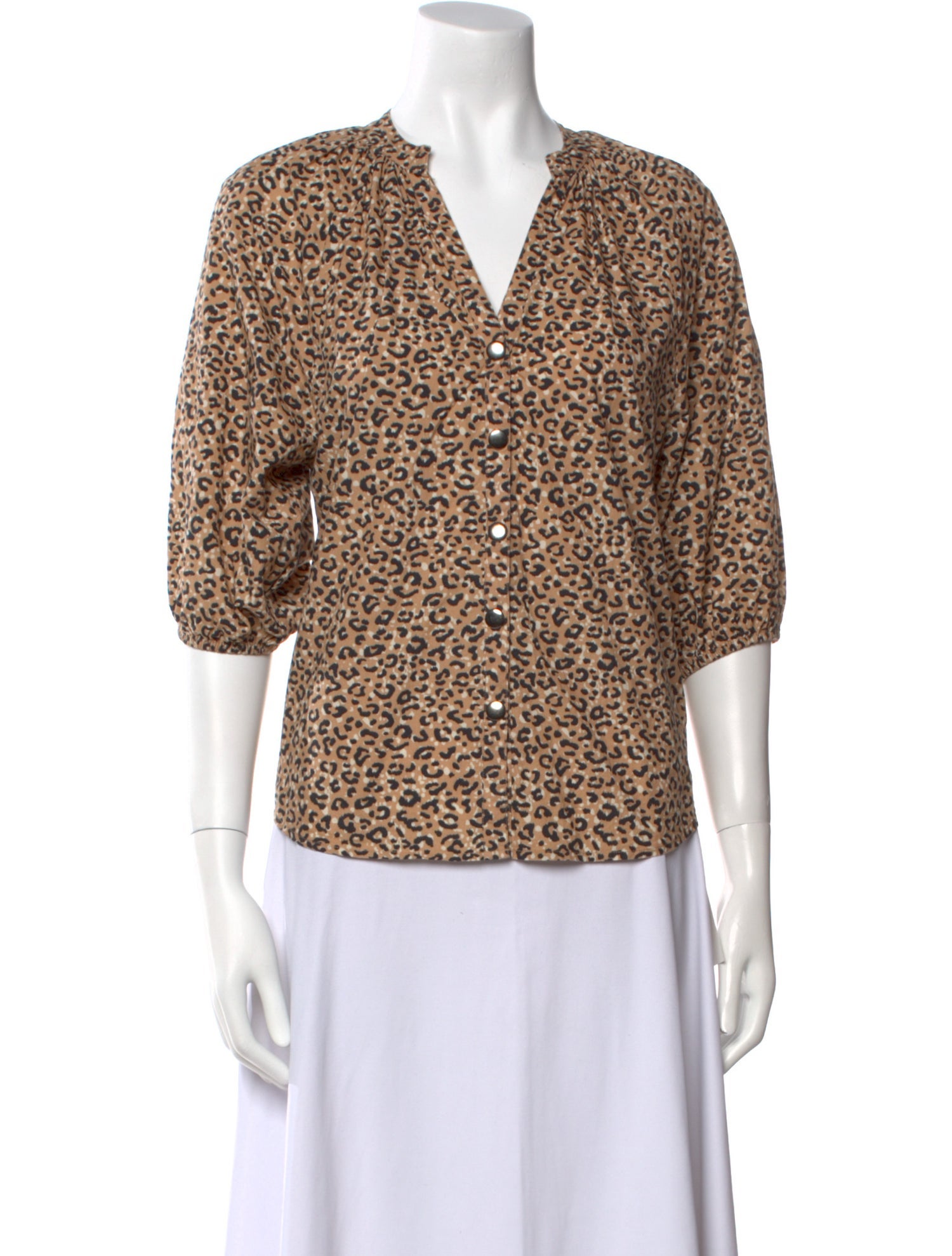 Apiece Apart Printed V-Neck Blouse