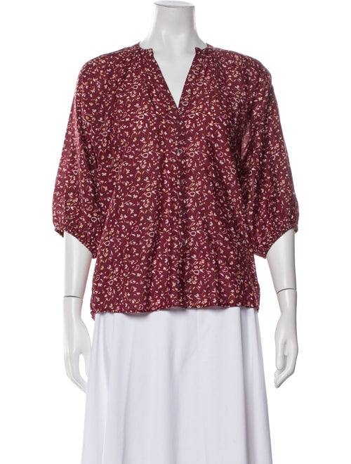 Apiece Apart Printed V-Neck Blouse