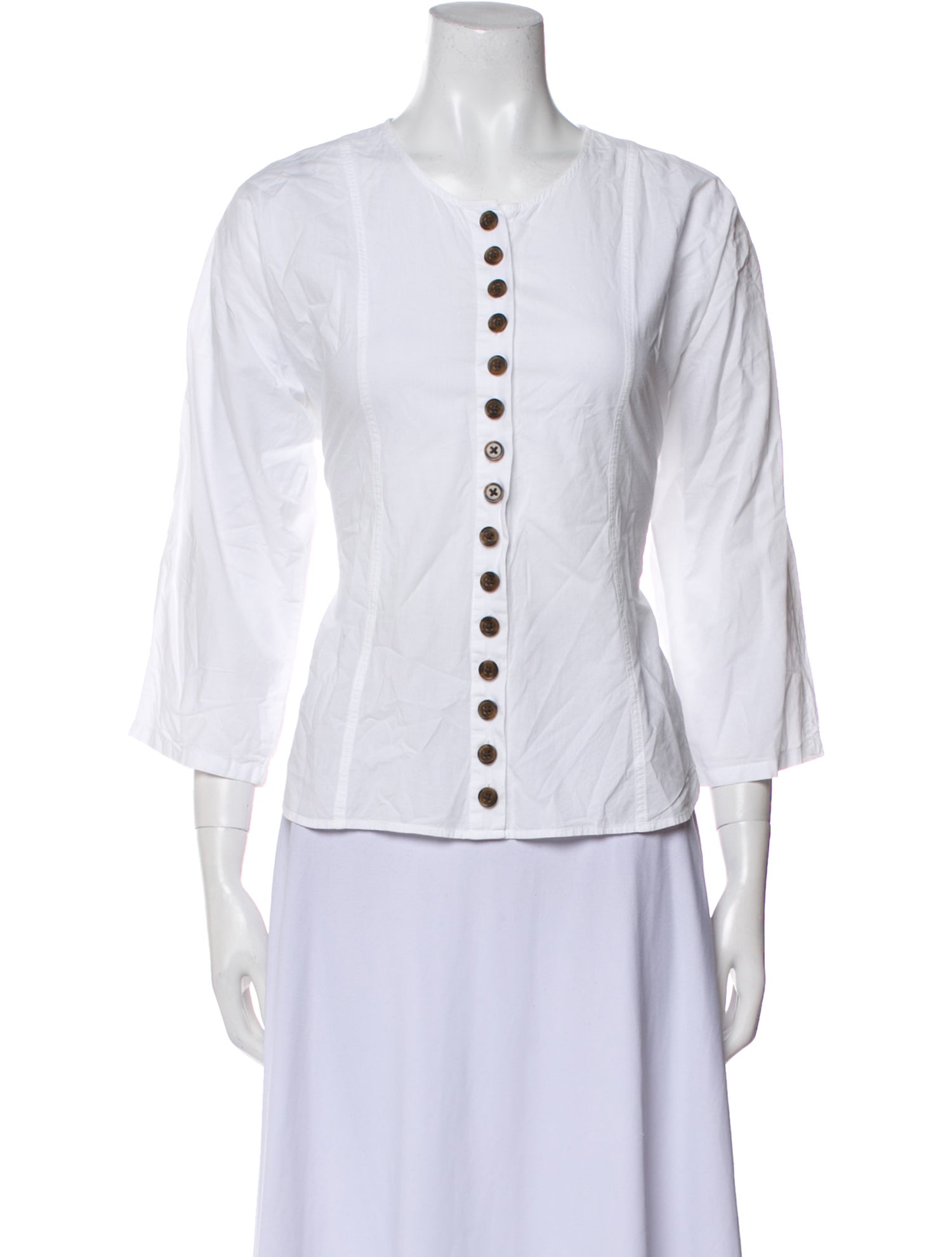 Apiece Apart V-Neck Three-Quarter Sleeve Button-Up Top