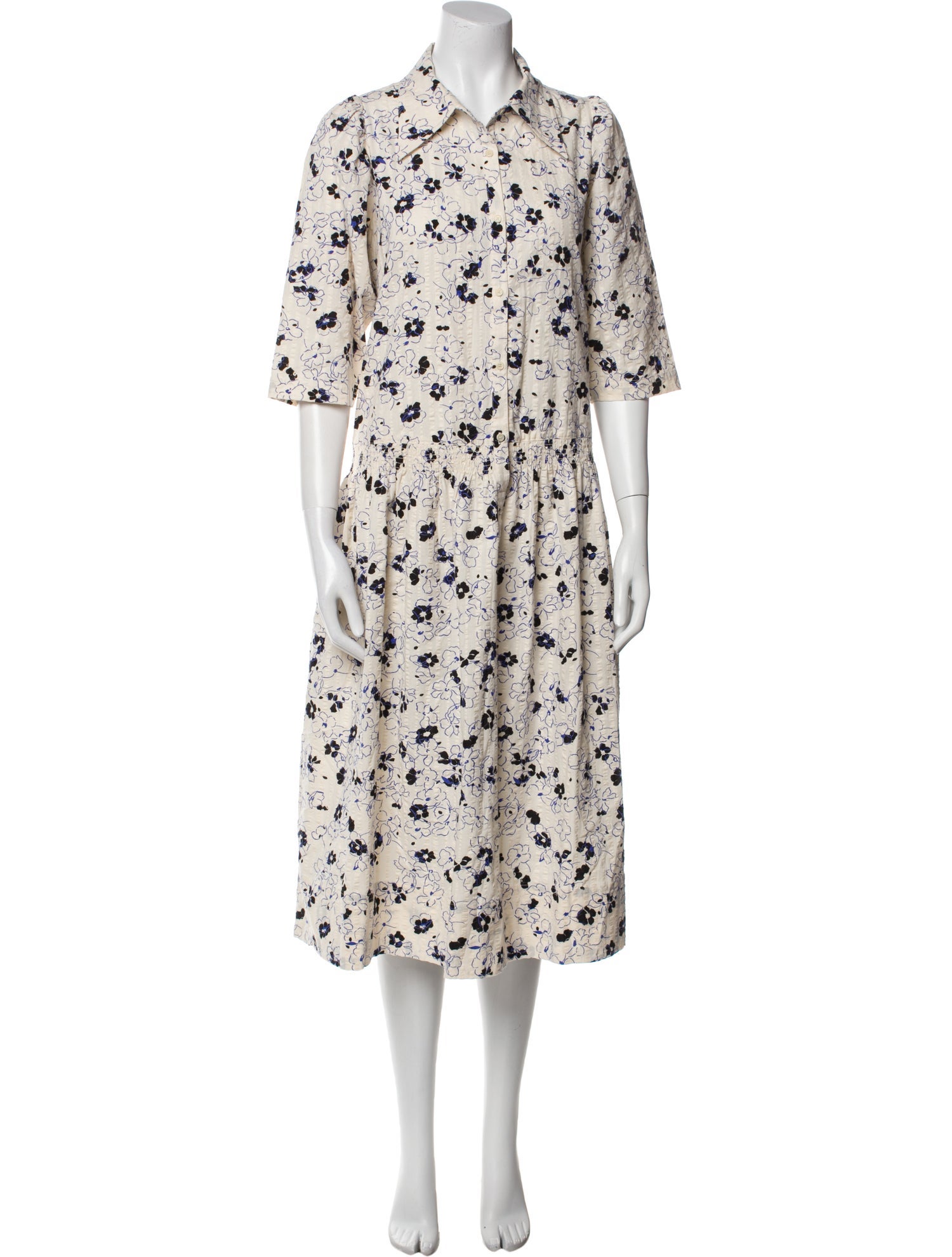 Apiece Apart Floral Print Midi Length Dress