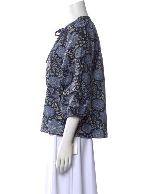 Apiece Apart Floral Print Tie Neck Blouse