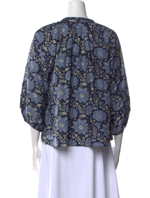Apiece Apart Floral Print Tie Neck Blouse