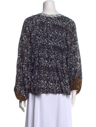 Apiece Apart Floral Print Crew Neck Blouse