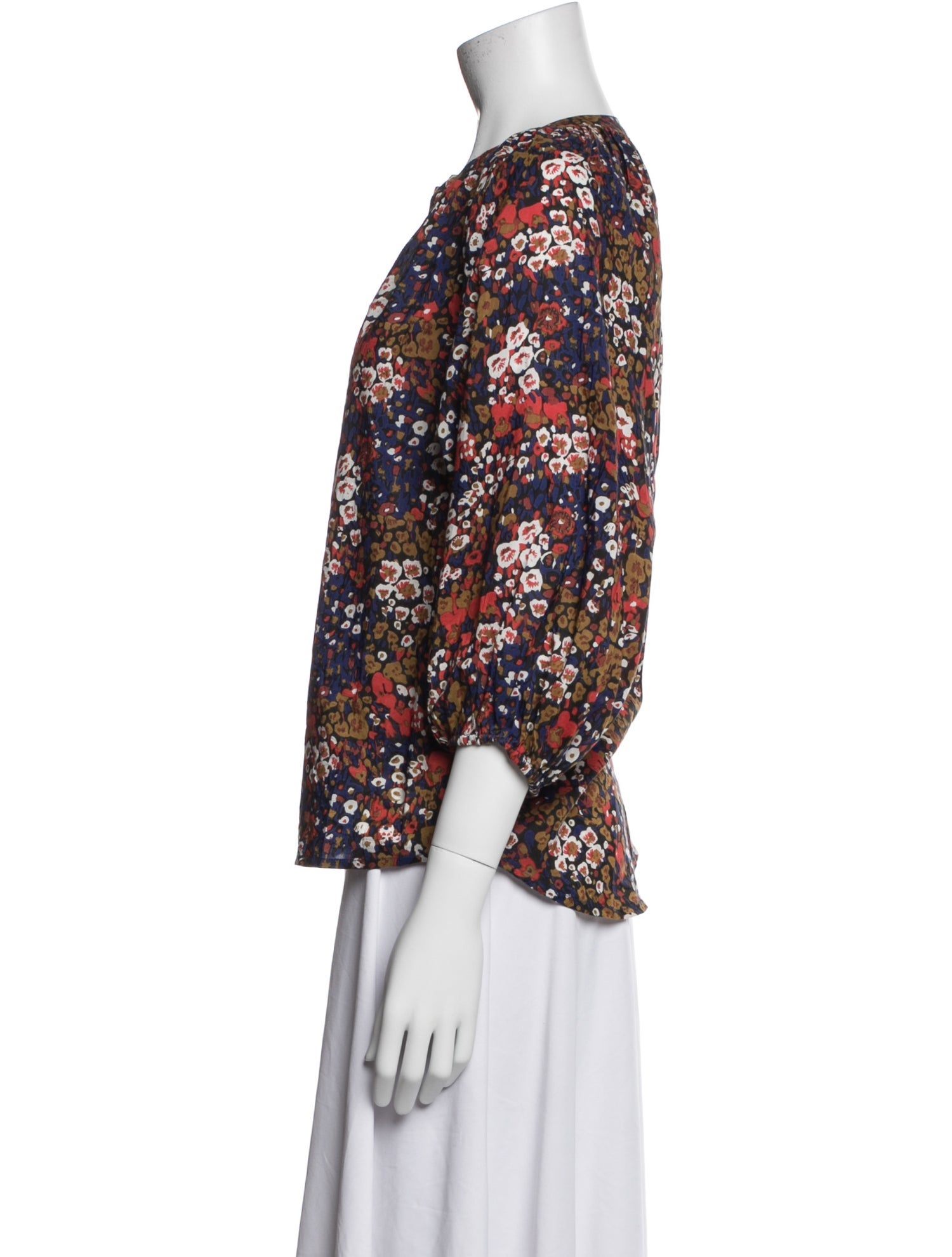 Apiece Apart Floral Print V-Neck Blouse