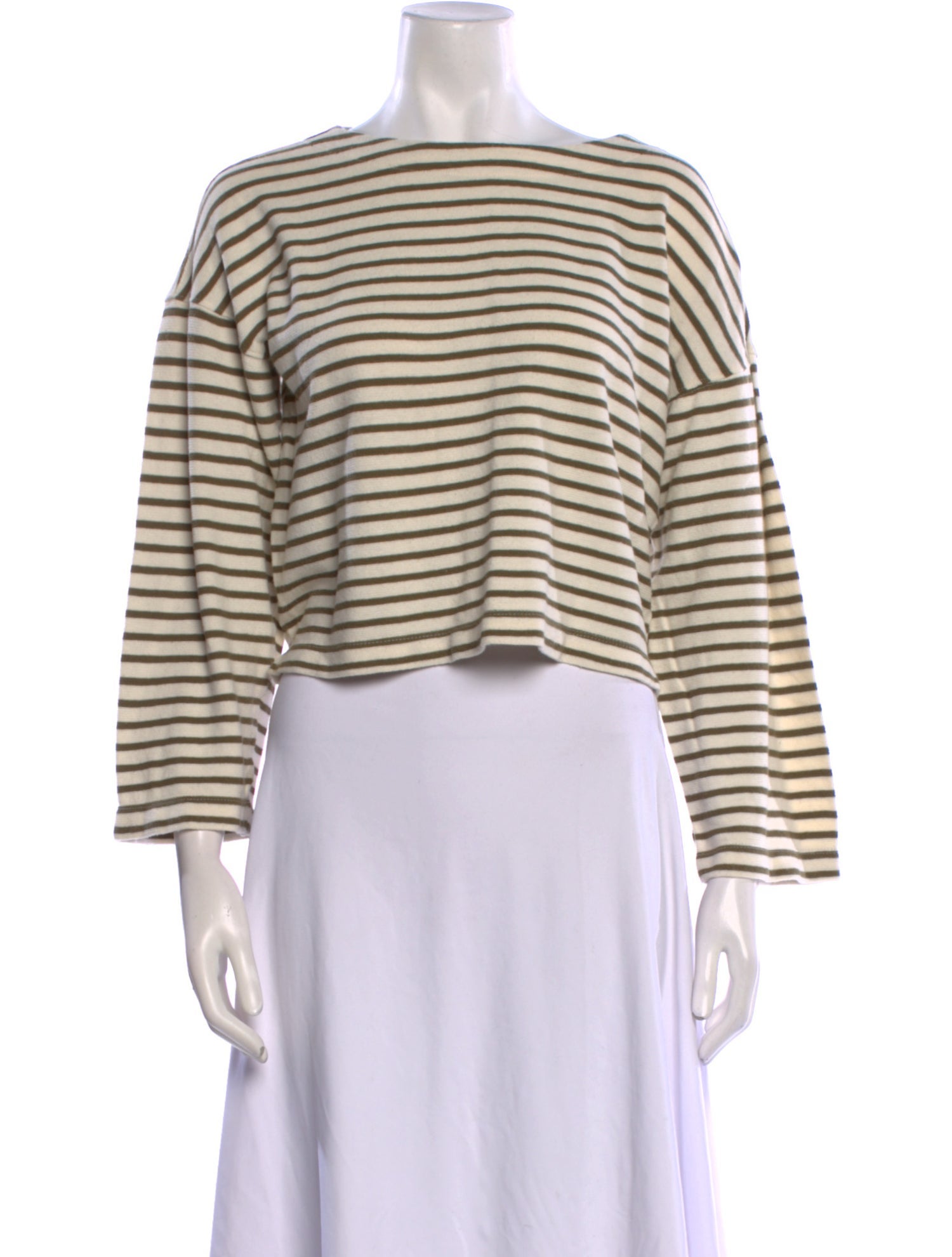 Apiece Apart Striped Bateau Neckline Crop Top